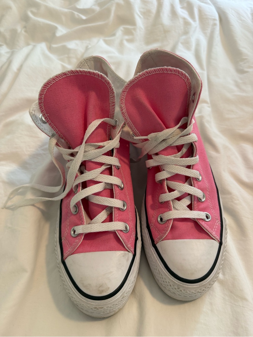 Converse White and Pink High-Top Sneakers